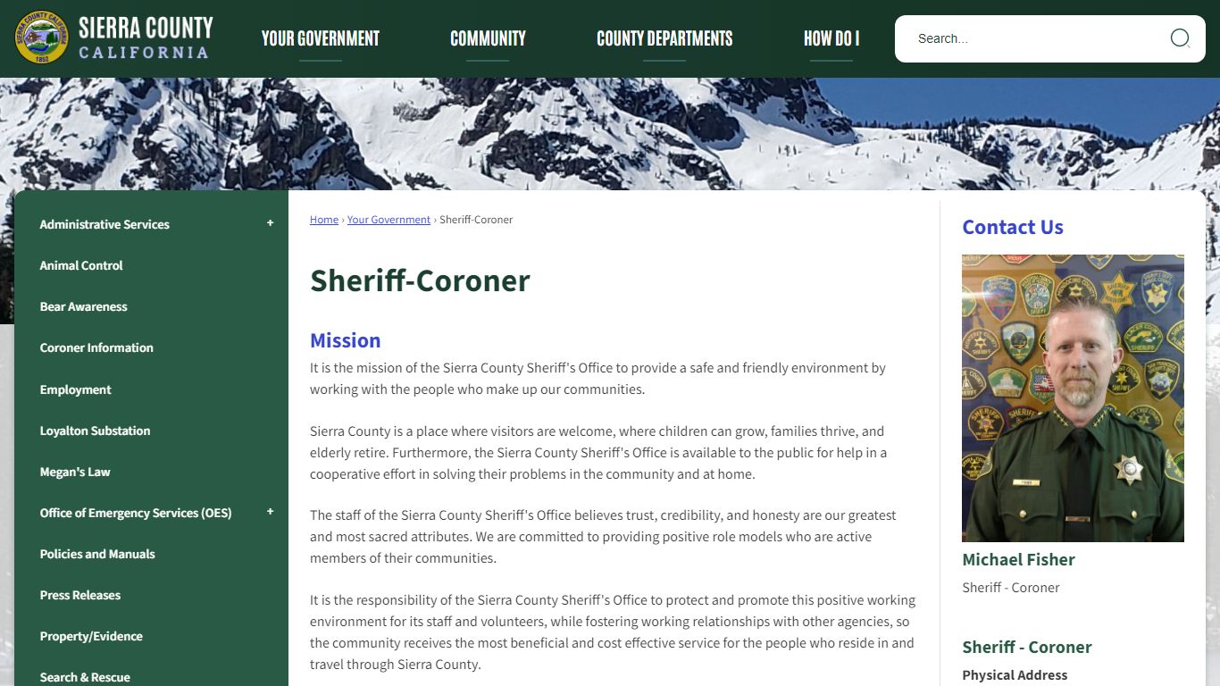 Sheriff-Coroner | Sierra County, CA - Official Website