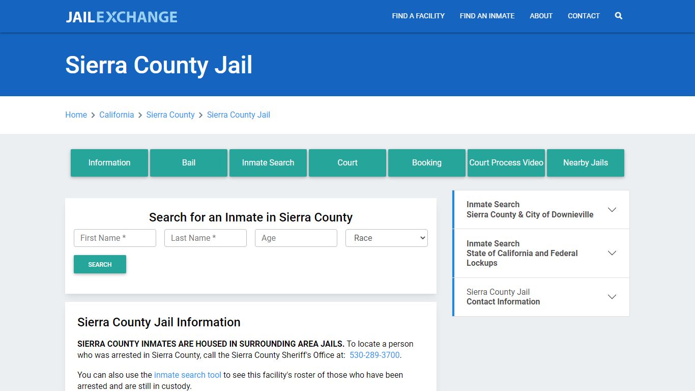 Sierra County Jail Roster Lookup, CA, Inmate Search